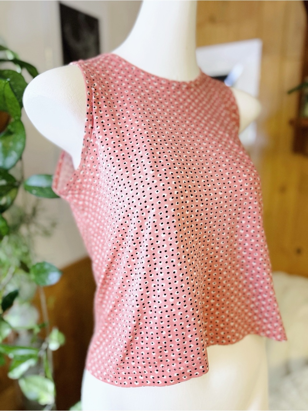 Vintage Esprit Collection Pink Geometric Sleeveless Tank Top Made USA Small